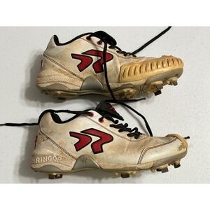 Ringor Softball Baseball Metal Cleats White‎ Sport Athletic Shoes Women's Size 8